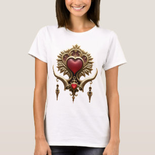 Elegantie in rode glans met een  hart. t-shirt