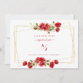 Elegantie in Rode Trouwdatum Onze Datum Save The Date (Voorkant)