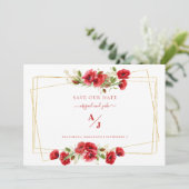 Elegantie in Rode Trouwdatum Onze Datum Save The Date (Staand voorkant)