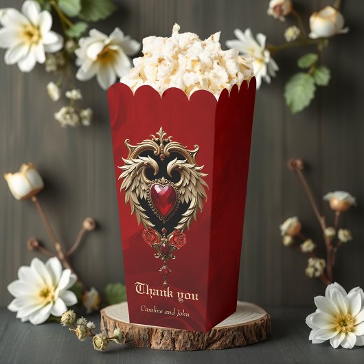 Elegantie in rood en goud bedankdoosjes