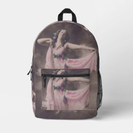  elegantie in roze bloemenjurk bedrukte rugzak