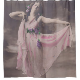  elegantie in roze bloemenjurk douchegordijn