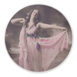  elegantie in roze bloemenjurk keramische knop