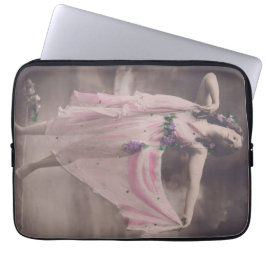  elegantie in roze bloemenjurk laptop sleeve