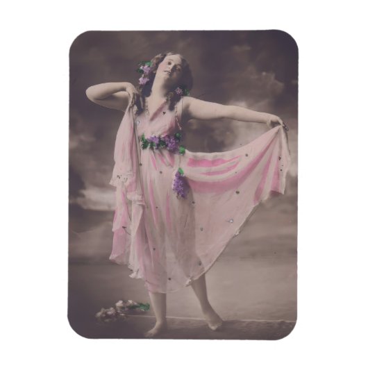 elegantie in roze bloemenjurk magneet (Verticaal)