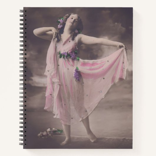 elegantie in roze bloemenjurk notitieboek (Voorkant)