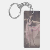  elegantie in roze bloemenjurk sleutelhanger (Voorkant Links)