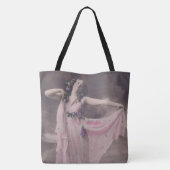  elegantie in roze bloemenjurk tote bag (Achterkant)