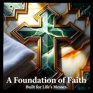 Elegantie in steen Gouden ingelijst Marmeren Kruis Tegeltje