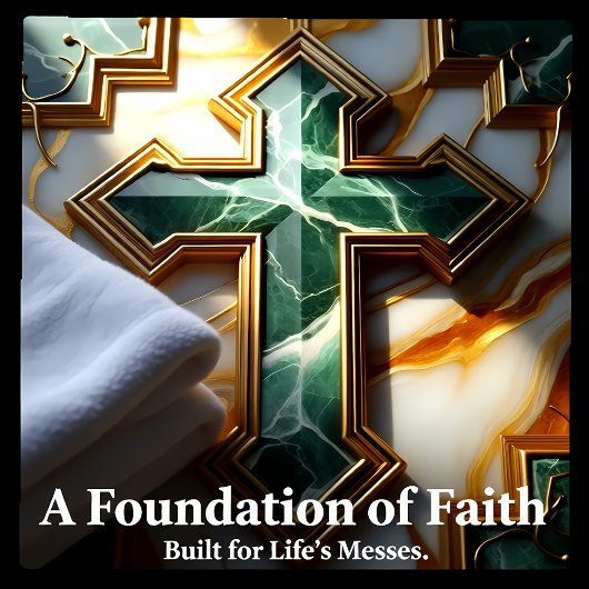 Elegantie in steen Gouden ingelijst Marmeren Kruis Tegeltje