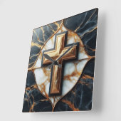 Elegantie in stijlvolle Cross op zwart en goud mar Vierkante Klok (Hoek)