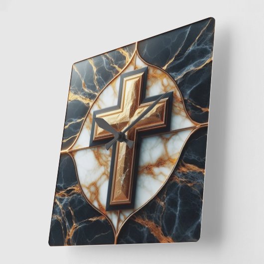 Elegantie in stijlvolle Cross op zwart en goud mar Vierkante Klok (Hoek)