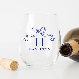 Elegantie in vintage stijl blauwe strik huwelijksm wijnglas zonder voet