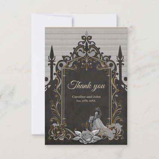 Elegantie in zilver en zwart. bedankkaart (Voorkant)
