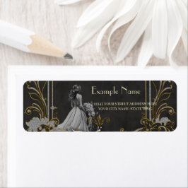Elegantie in zilver en zwart. etiket