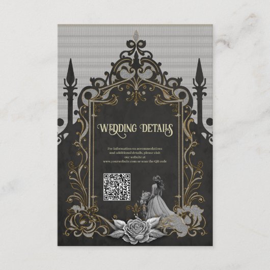 Elegantie in zilver en zwart. informatiekaartje (Voorkant)