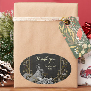 Elegantie in zilver en zwart. ovale sticker