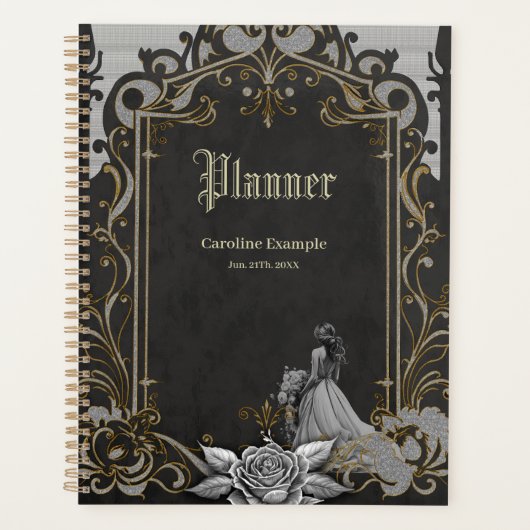 Elegantie in zilver en zwart planner (Voorkant)