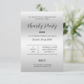 Elegantie & Klasse Zilveren Benefietgala Kaart (Staand voorkant)