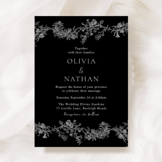  elegantie: klassieke zwarte bruiloft kaart