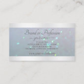 Elegantie Licht Blauw Parel Glitter Zilveren Grenz Visitekaartje (Achterkant)