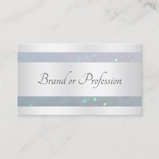 Elegantie Licht Blauw Parel Glitter Zilveren Grenz Visitekaartje (Voorkant)