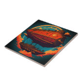  elegantie - Majestic Steampunk Airship Tegeltje (Zijkant)