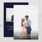 Elegantie | Marineblauw | Verticale vakantiefoto Feestdagenkaart (Voorkant / Achterkant)