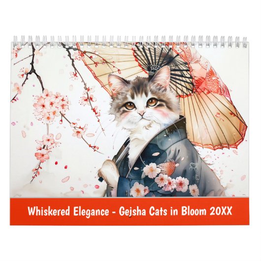 Elegantie met Snorharen – Geisha Katten in Bloei Kalender (Hoes)
