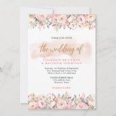 Elegantie minimalistische Roze Bloemen Lijst bruil Kaart (Voorkant)