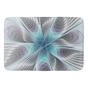 Elegantie Modern Blauwgrijze Witte Fractale Kunst Badmat