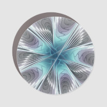 Elegantie Moderne Blauwe Grijze Witte Fractale Kun