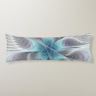 Elegantie Moderne Blauwgrijze Witte Fractal Kunst Lichaamskussen