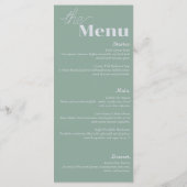 Elegantie & Moderne Flair Sage Groene Bruiloft Menu (Achterkant)