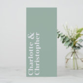 Elegantie & Moderne Flair Sage Groene Bruiloft Menu (Staand voorkant)