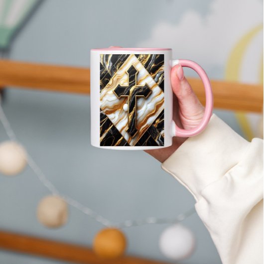 Elegantie Monochroom Keramisch patroon vergulde aa Mok