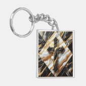 Elegantie Monochroom Keramisch patroon vergulde aa Sleutelhanger (Voorkant Links)