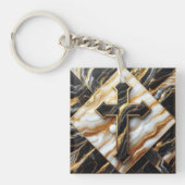 Elegantie Monochroom Keramisch patroon vergulde aa Sleutelhanger (Voorkant)