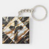 Elegantie Monochroom Keramisch patroon vergulde aa Sleutelhanger (Achterkant)