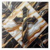 Elegantie Monochroom Keramisch patroon vergulde aa Tegeltje (Voorkant)