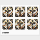 Elegantie Monochroom Keramisch patroon vergulde aa Vierkante Sticker (Vel)