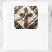 Elegantie Monochroom Keramisch patroon vergulde aa Vierkante Sticker (Tas)