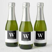 Elegantie Monogram minimale Huwelijk Sparkling Wijnetiket (Flessen)