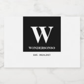 Elegantie Monogram minimale Huwelijk Sparkling Wijnetiket (Enkel label)