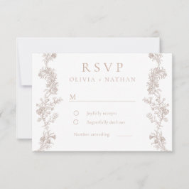  elegantie: Neutral Classic Floral Wedding RSVP Kaartje