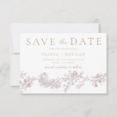 elegantie: Neutral Classic Floral Wedding Save The Date (Voorkant)