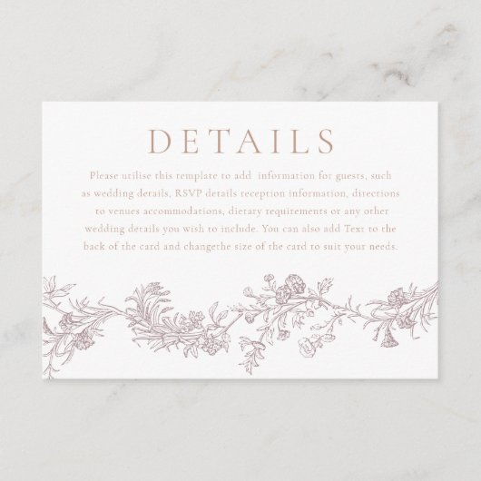  elegantie: Neutral Classic Wedding Details Informatiekaartje (Voorkant)