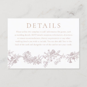 elegantie: Neutral Classic Wedding Details Informatiekaartje