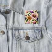 elegantie - Nostalgisch charme - Retro Floral Vierkante Button 5,1 Cm (In situ)