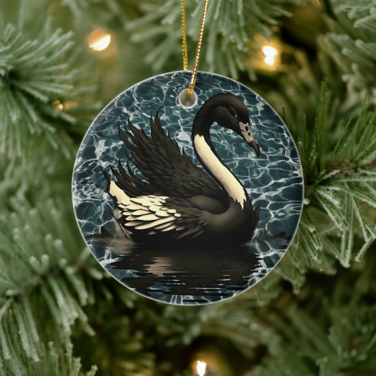 Elegantie onthuld: Black Swan artistiek Keramisch Ornament (Boom)
